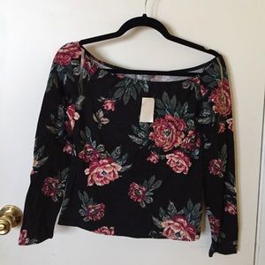 Off the shoulder rose print top